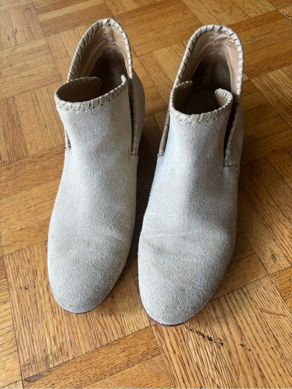 Jack Rogers Light Tan/Cream Suede Ankle Boots Size 8
